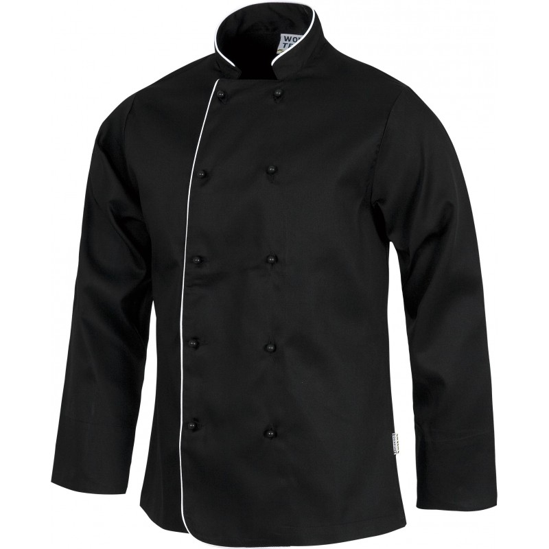 Jaleca Cozinheiro Cor Preta Friso Branco Nº48               