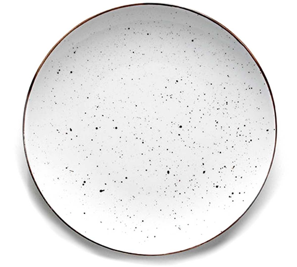 Prato Raso 21Cm Dots Branco Porvasal                        