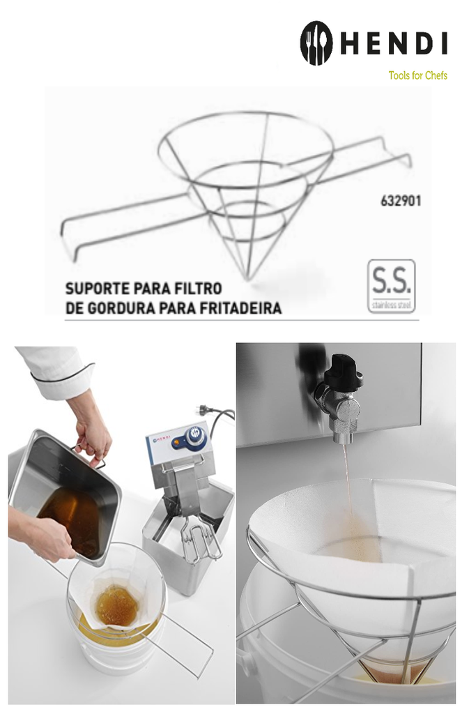Suporte Para Filtro De Gordura Fritadeira L-250Xh200Mm Hendi