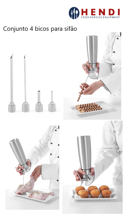 Conjunto De 4 Bicos De Injecção Para Sifão Inox 3/5Mm Hendi 