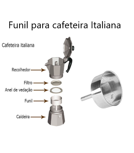 Funil Em Aluminio Para Cafeteira Italiana 9 Chavenas        