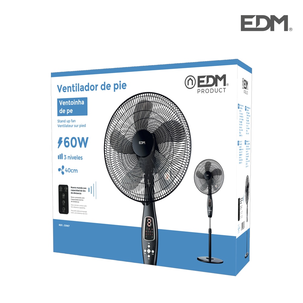 Ventoinha 40Cm De Pé 60W Altura 110/130Cm Edm               