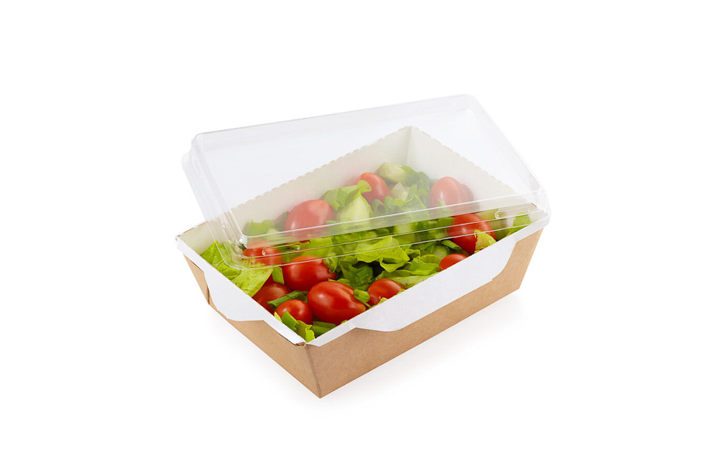 Saladeira Eco Kraft C/Tp. Pet 800Ml 20,7X12,7X5,5Cm Pack 50 