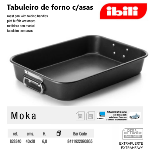 Tabuleiro Forno Com Asas Moka 40X28X6,8Cm Ibili             