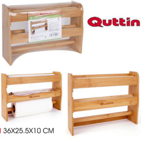 Porta Rolos De Cozinha Em Bambu 36X25.5X10 Quttin           