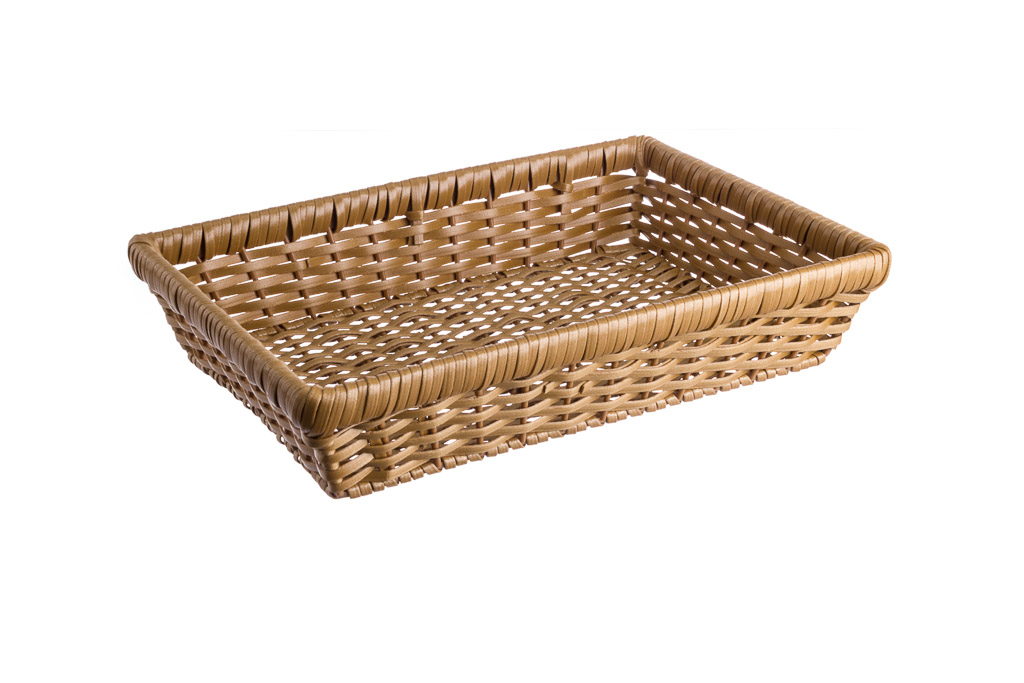 Cesto Retangular Em Pp Castanho Claro 41X28X8,5Cm           