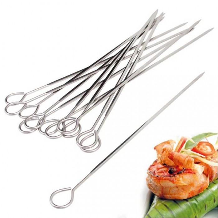 Conjunto De 6 Espetos Inox C/Argola 30Cm                    