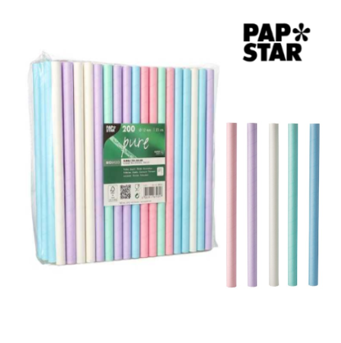 Palhinhas Papel Bubble Tea Cor Sortida Ø12Mmx20Cm 200 Unid. 