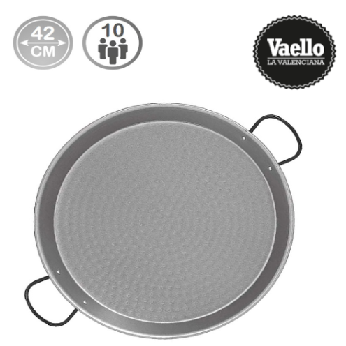 Frigideira Paelha Tradicional Aço Polido Ø42Cm P/ 10 Pessoas