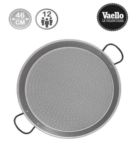 Frigideira Paelha Tradicional Aço Polido Ø46Cm P/ 12 Pessoas