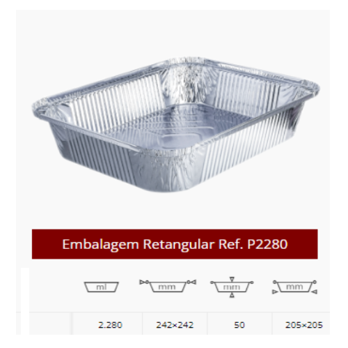 Embalagem Aluminio C/Tampa 2280Ml 242X242X50Mm 100Unid.     