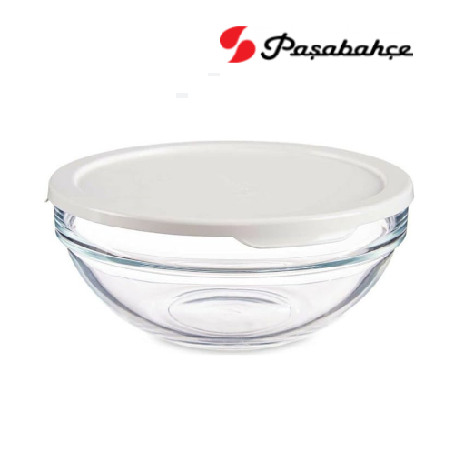 Saladeira Vidro Emp. 23X10Cm 53583 C/Tampa Branca Pasabhace 