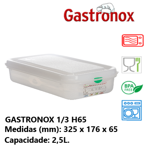 Caixa Gastronorm 1/3 2.5Lt 12430 325X176X65Mm Denox         