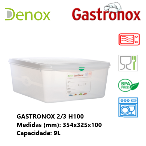 Caixa Gastronorm 2/3 9Lt 12500 354X325X100Mm Denox          