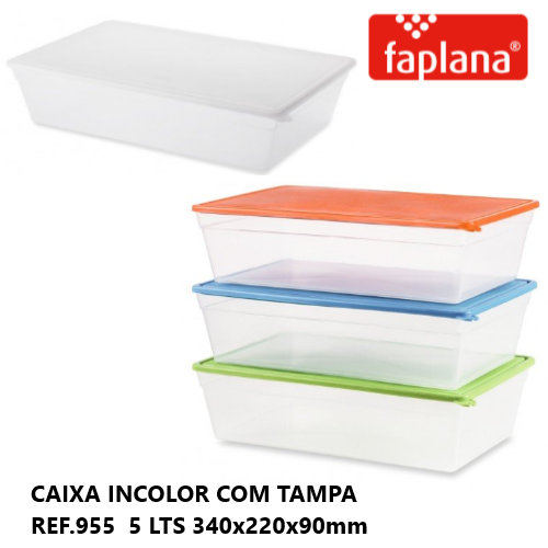 Caixa Incolor C/Tampa Salmão 5 Lts Ref.955  Faplana         