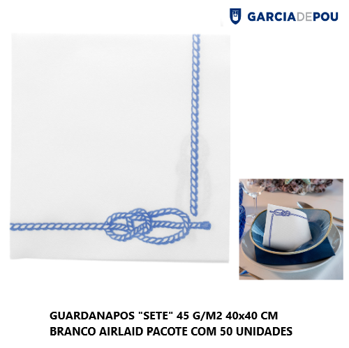 Guardanapos Sete 40X40Cm Branco Airlaid 50 Unid.            