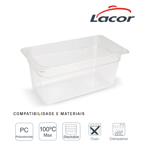 Conteiner Policarbonato Gn 1/3 176X325X100Mm 3.8Lt Lacor    