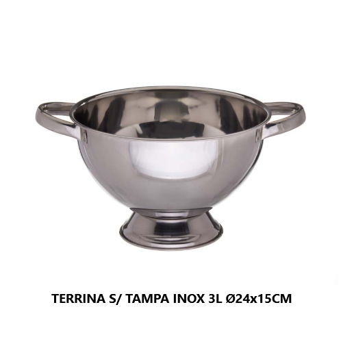 Terrina S/ Tampa Inox 3Lts Ø24X15Cm                         