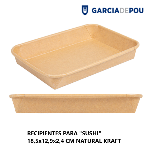 Recipientes Para Sushi 18,5,1X12,9X2,4Cm Natural Kraft 50   