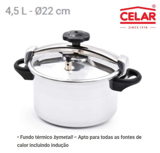 Panela De Pressão Aluminio Todo Calor 4,5Lt 22Cm Celar      