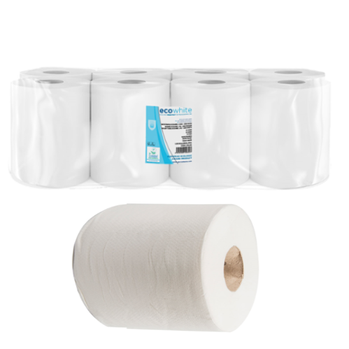8 Rolos Seca-Mãos 2 Folhas 150M Ø19,5X20Cm Branco           