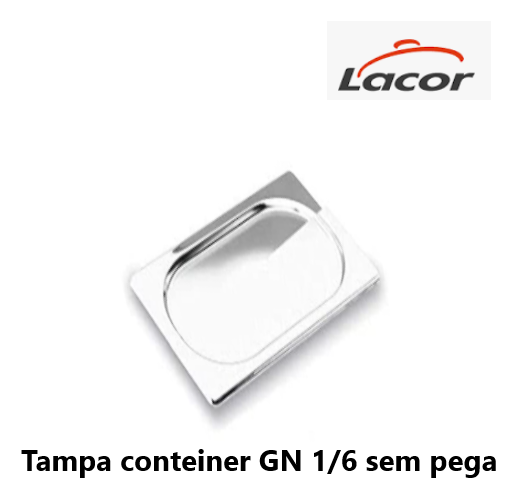 Tampa Inox Para Conteiner Gn 1/6 Sem Pega Lacor             
