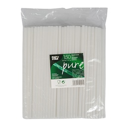 [107.439.10201] Palhinhas Pla, Rígido "Pure"Ø6Mm 21Cm Branco 150 Unid       