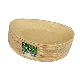 [107.439.85511] Prato Folha De Palmeira Oval 26 Cm X 17 Cm X 2,5Cm 25Unid   