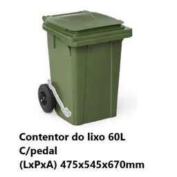 [107.150K6070] Contentor Lixo Ka 60 Lts C/Rodas E Pedal Verde Bq           
