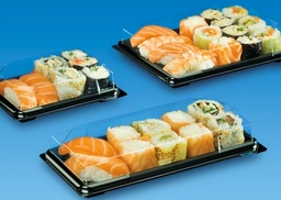 [107.ST4] Embalagem Sushi  Base Pr+Tampa 194X138X55Mm 25Unid.         