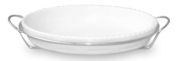 [107.19664] Assadeira Porcelana C/Suporte 32X20 Cm H-6 Cm               