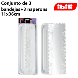 [107.729502] Conjunto C/3 Bandejas C/Naperons Brac. 11X36Cm              