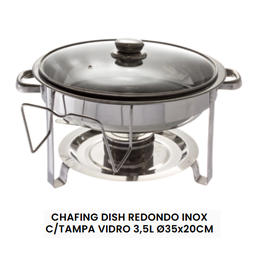 [107.0432439999] Chafing Dish Red 4,5Lt C/Tampa Vidro Ø30Cm                  