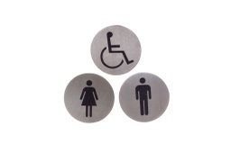 [107.0430683902] Placa Inox Wc Senhoras Diametro 7,5Cm                       