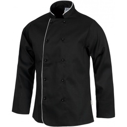 [080.614.J001P] Jaleca Cozinheiro Cor Preta Friso Branco Nº48               