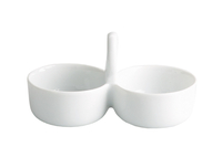 [107.B1197] Molheira Dupla Porcelada Branca C/Pega 10X5Cm V.V.          