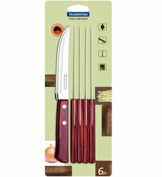 [107.21100675] Conjunto 6 Facas Bife Pollywood 21100/675 Tramontina        