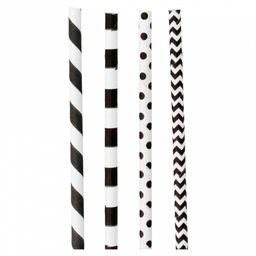 [107.220.24] Palhinhas Papel Pretas Riscas E Bolinhas Ø 0,60X20Cm 200  