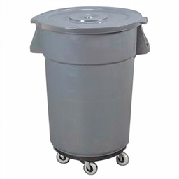 [107.115.76] Contentor C/Tampa + Rodas 167 L Ø 61,5X79,5Cm Cinza Pp      