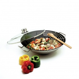 [107.32852] Wok C/Asas Inox C/Tampa Vidro 30Cm Todo Calor (Artame)      