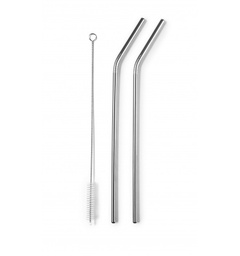 [107.676.702110] Conjunto De 4 Palhinhas Inox + Escova De Limpeza Ibili      
