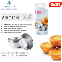 [107.676.142000] Jogo De 6 Moldes Aluminio Pastel De Nata 7X3Cm Ibili        