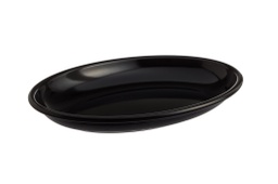 [107.07325626201] Prato Oval Melamina Preto 52X36X7Cm                         