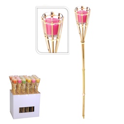 [107.640.81214] Tocha De Jardim Bambu 76Cm C/Vela Citronela 7,5X7,5Cm       