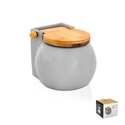 [107.79707625] Saleiro Porcelana C/T/Madeira 13*12*11Cm Cinza B5001A       
