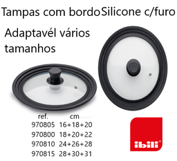 [107.676.970805] Tampa De Vidro Bordo Silicone P/Tamanho 16+18+20Cm Ibili    