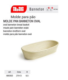 [107.676.680302] Molde Para Pão Bannetton Oval Rattan 27X13X6,5Cm Ibili      