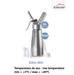 [107.L.68500] Sifão Para Creme Aluminio 0,5 Lt Lacor                      
