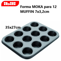 [107.676.820501] Forma Moka 35X27Cm Para 12 Muffin 7X3,2Cm Ibili             