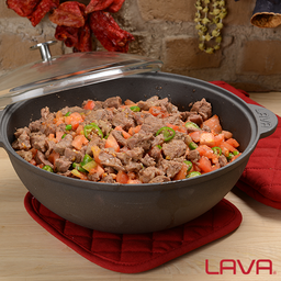 [85100.1350350.280] Wok Ferro Fundido C/Tampa Vidro 28Cm 4,2Lt Lava Metal       